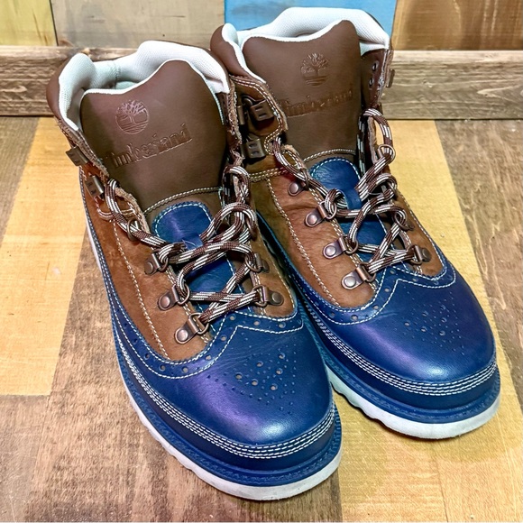 🥾 Timberland Euro Sprint Hiker Boots – A1FVC – Brown & Blue Leather – Size 10.5 - Picture 2 of 10